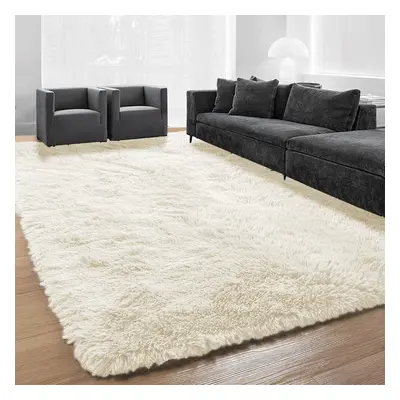 (200cm x 290cm (6ft 7" x 9ft 6"), Cream) Non Slip Rugs Shaggy Thick Large Living Room Rugs Bedro