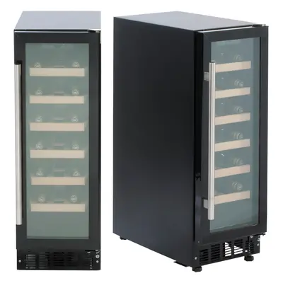 SIA WC30BL 300mm / 30cm Black Under Counter LED Bottle Wine Cooler Chiller