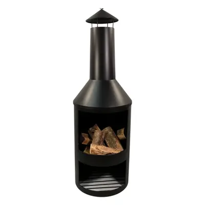 1.4m Tall Outdoor Garden Patio Chiminea Log Burner Fire Pit with Log Store & Cover