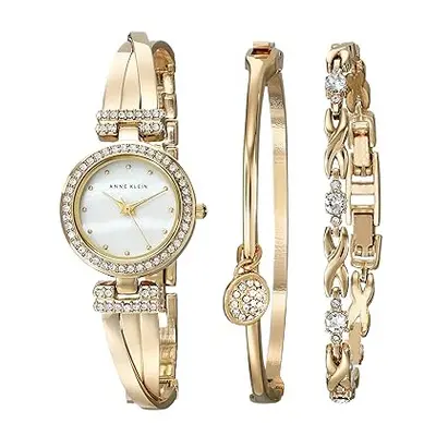 Anne Klein Women's Premium Crystal Accented Bangle Watch and Bracelet