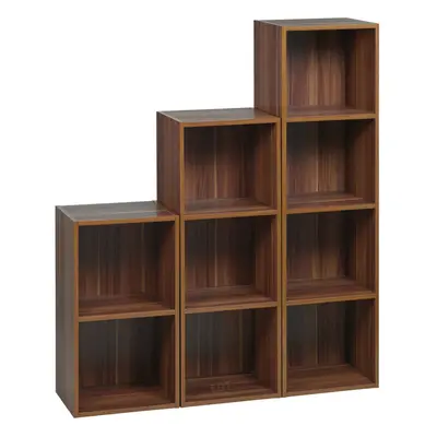 (Teak) Set of Wooden Cube Bookcase Shelves Storage