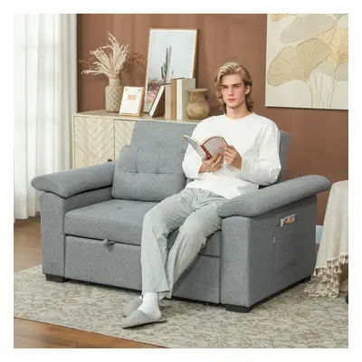 HOMCOM Click Clack Sofa Bed Seater Sofa Bed for Living Room Light Grey