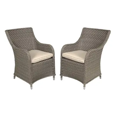 Dellonda Chester Rattan Wicker Weave Garden Dining Chair/Armchair with Cushion Traditional Style