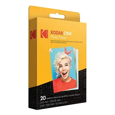 Kodak 2"x3" Premium Zink Photo Paper (20 Sheets) Compatible with Kodak Smile, Kodak Step, PRINTO