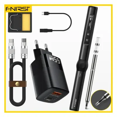 (black, black PD 65W) Fnirsi Hs-01 Smart Electric Soldering Iron Pd 65w Adjustable Constant Temp