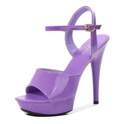 (purple, 42) Walking Show Artifact Model High-heeled Shoes Sandals Thin-heeled 13-17cm Sexy Blac