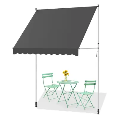 (2m Ã 1.8m, Gray) YODOLLA Garden Manual Awning Retractable Sun Shade