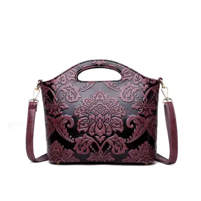 (purple) Women Bag Female Bag Handbag National Wind Bag Shoulder Slung Middle-aged Female Bag