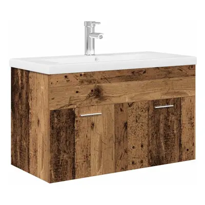 vidaXL Sink Cabinet with Built-in Basin Old Wood Engineered Wood