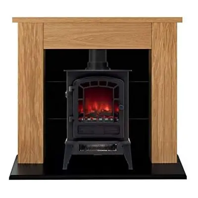 Adam Chester Stove Suite in Oak with Ripon Electric Stove in Black, Inch