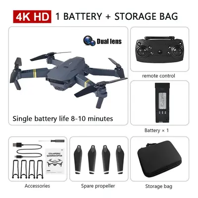 (black, dual camera battery) New Rc Drone Professional Hd 4k/1080p Wifi Wide Angle Camera Aerial