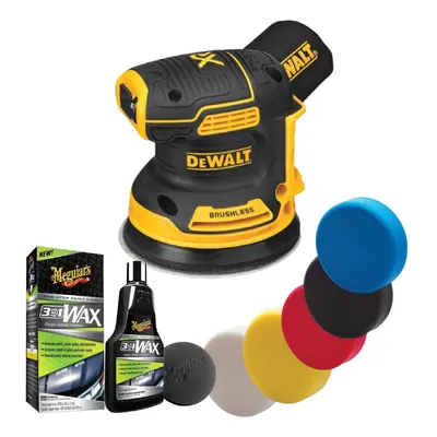 Dewalt DCW210N Cordless Brushless 18v XR Orbital Sander 125mm Meguiars & Pads x5