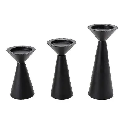 Black Candle Holders Set Of - Metal Candle Holders for Pillar Candles - Candle Holders for Table