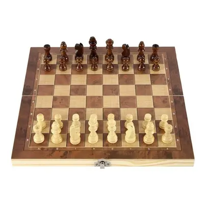 (44*44cm) In Wooden Chess Set Checkers Backgammon Travel Wooden Chess Game Wood Chess Pieces Fol