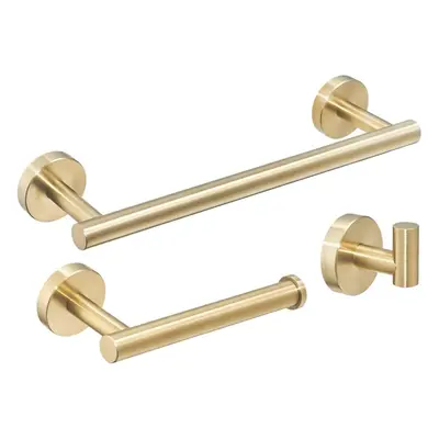 Kelelife Brushed Gold Bathroom Accessories Wall Mounted Towel Rail Robe Hook Toilet Roll Paper H