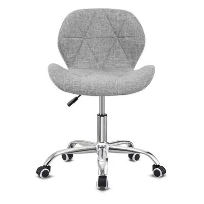 (grey) Modern Velvet Swivel Office Chair, Height Adjustable Padded Armless Desk Chair with Wheel