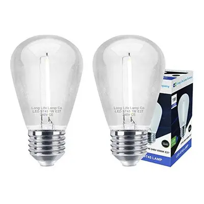 2 x 1w LED Filament Light Bulb E27 Edison Screw Cool White Energy Saving Decorative Festoon Lamp