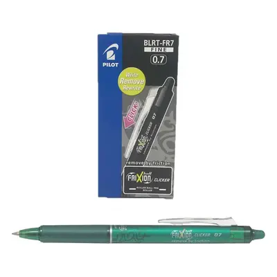 Pilot Frixion Clicker Retractable Erasable Rollerball 0.7 mm Tip - Green, Box of