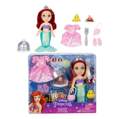 Disney Princess Ariel Doll Sea to Land Petite Ariel Doll with Sebastian & Flounder in Mermaid Ta