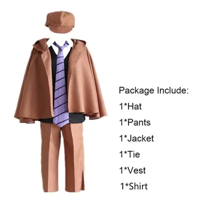 (Costume Set(No Wig), S) Dogs Stray Anime Bungo Ranpo Edogawa Cosplay Costume Detective Uniform 