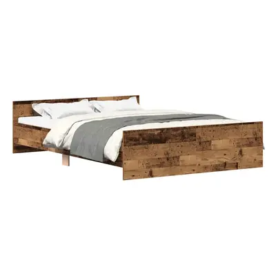 (old wood, x cm) vidaXL Bed Frame with Headboard and Footboard Mattress Foundation Bed Base