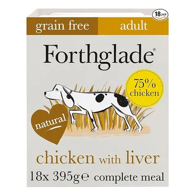 Forthglade Wet Dog Food (18 x 395g Trays) Adult year +Grain Free Chicken Liver Vegetables Stomac