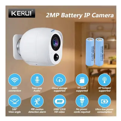 2MP WiFi IP Camera Battery Surveillance Security Monitor Night Vision AP CCTV PIR Alarm Audio Cl