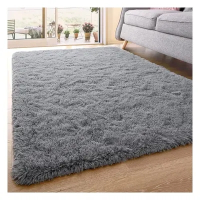 (200cm x 290cm (6ft 8" x 9ft 7")- Large Area Rug) Anti-Slip Shaggy Grey Rugs Bedroom Carpet Door