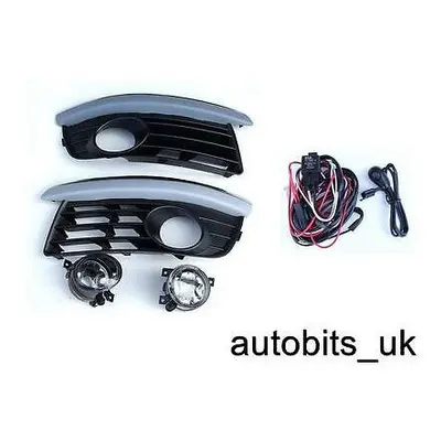 VW GOLF MK5 VARIANT FRONT BUMPER FOG LAMP LIGHTS AND GRILLS CHROME L&R +WIRING