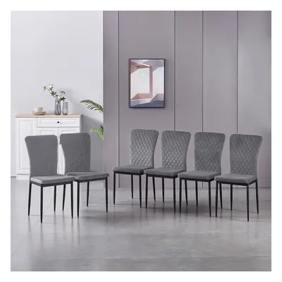 (Grey(velvet), pcs) 4/6 Dining Chairs High Back Velvet/PU Office