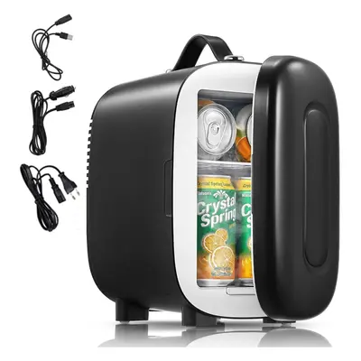 (Black) Mini Fridge Portable, 5L/6 Cans Small Fridge Cooler