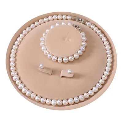 YONGMAN Freshwater Cultured Pearl Necklace Set Includes Stunning Brace