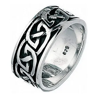 (Q) Men's Silver Wedding Band Solid Sterling Silver Celtic Ring