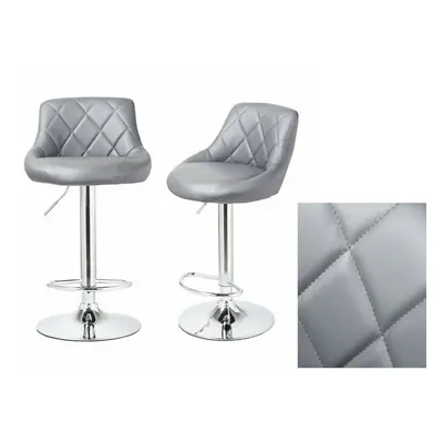 (Grey) MOF Bar Stools Set of Adjustable Swivel Gas Lift Chrome Footrest style