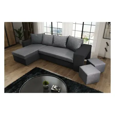 Corner Sofa Bed Grey With Black With Footstools