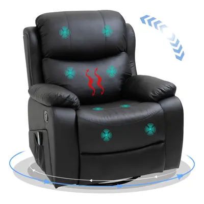 HOMCOM Massage Recliner Chair Manual Reclining Chair with Footrest Remote Black