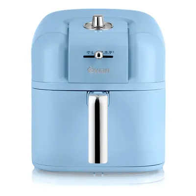 (Blue) Swan SD10510BN Retro 6L Manual Air Fryer with Rapid Air Circulation, Adjustable Temperatu