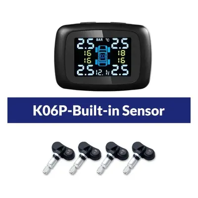 (K06P-built-in Sensor) E-ace Car Tpms Tire Pressure Monitoring System Sensors Tyre Car Charging 