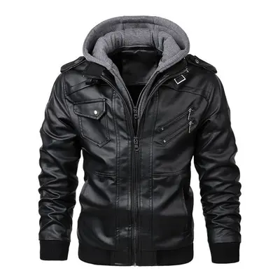 (black, XXXL) New Men&apos;s Leather Jackets Autumn Casual Motorcycle Pu Jacket Biker Leather Co