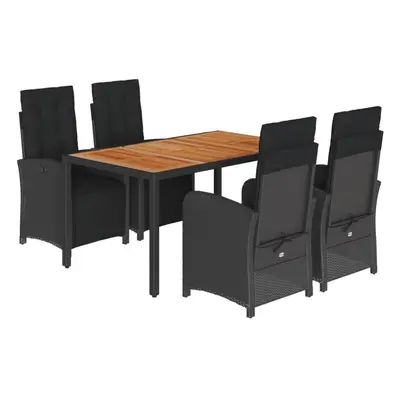 vidaXL Garden Dining Set Piece with Cushions Dining Chair Black Poly Rattan