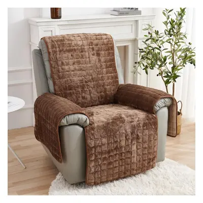 (coffee, 167x190cm) 1/2/3 Seater Recliner Sofa Cover Flannel Plush Armchair Sofa Cover Non-slip 