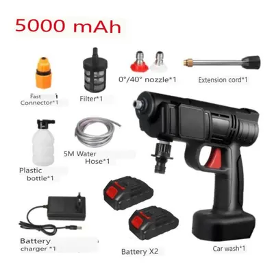 (black, EU) Rechargeable Car Wash Gun Cordless Pressure Washer Electric Water Gun Foam Maker Wit