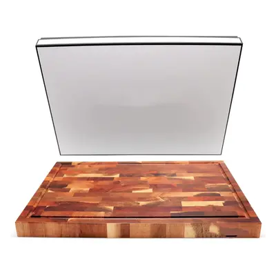 (Grain Acacia Wood Cutting Board) Grained Acacia Wood Cutting Board with Juice Groove Large Thic