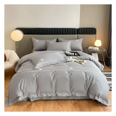 (grey, 1.5m bed) Fashion Home Textile Light Luxury Style Thread Count Cotton Four Piece Set. Hig