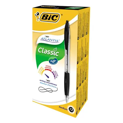 BIC Atlantis Clic Ball Pen 1.0mm Box of - Black