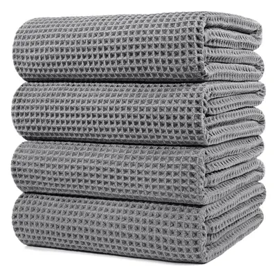 (Gray) Oversize Quick Dry Lint Free Bath Towel, x cm, Pack Grey, Waffle Weave