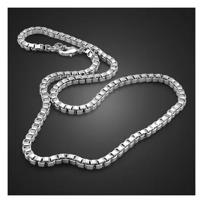 (56cm) Classic Really 100% Sterling Silver Box Chain Necklace Fashion Men & Women 3mm Inch Choke