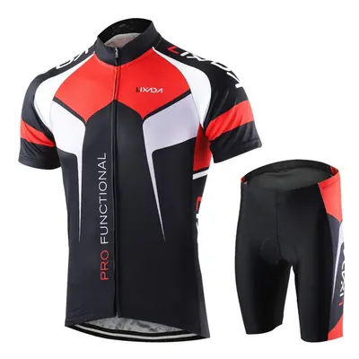 (black, S) Men Breathable Quick Dry Comfortable Clothing Set With Short Sleeve Jersey Padded Sho