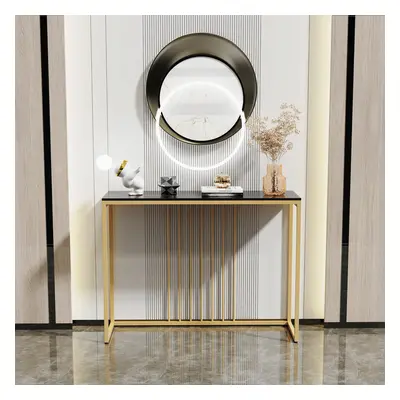 (Black Top Golden Legs 100cm) Slim Narrow Hallway Marble Console Bar Table