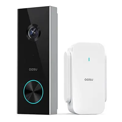 AOSU Video Doorbell Wireless HD 2K Doorbell Camera with Chime, No Monthly Fees, AI Detection, 12